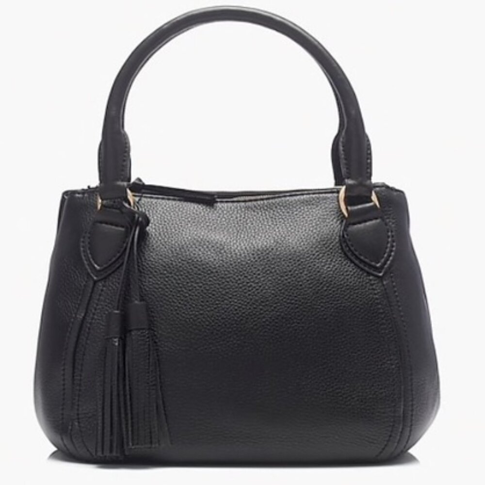 J Crew Black Pebbled Leather Crossbody Handbag Tote